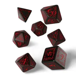 Elvish Black & Red Dice Set