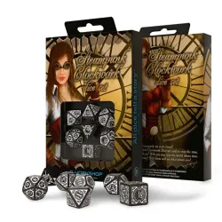 Steampunk Clockwork Black & White Dice Set
